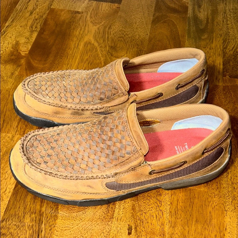 Twisted X  men’s Tan Woven Slip-On Loafers